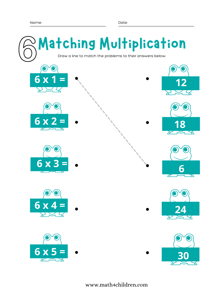 multiplication and division 6 times table worksheet