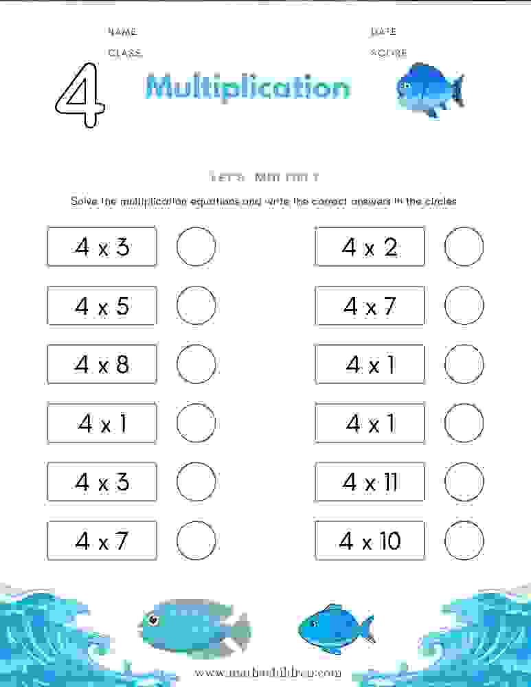 4 times tables worksheets pdf | multiplication by 4 tests pdf